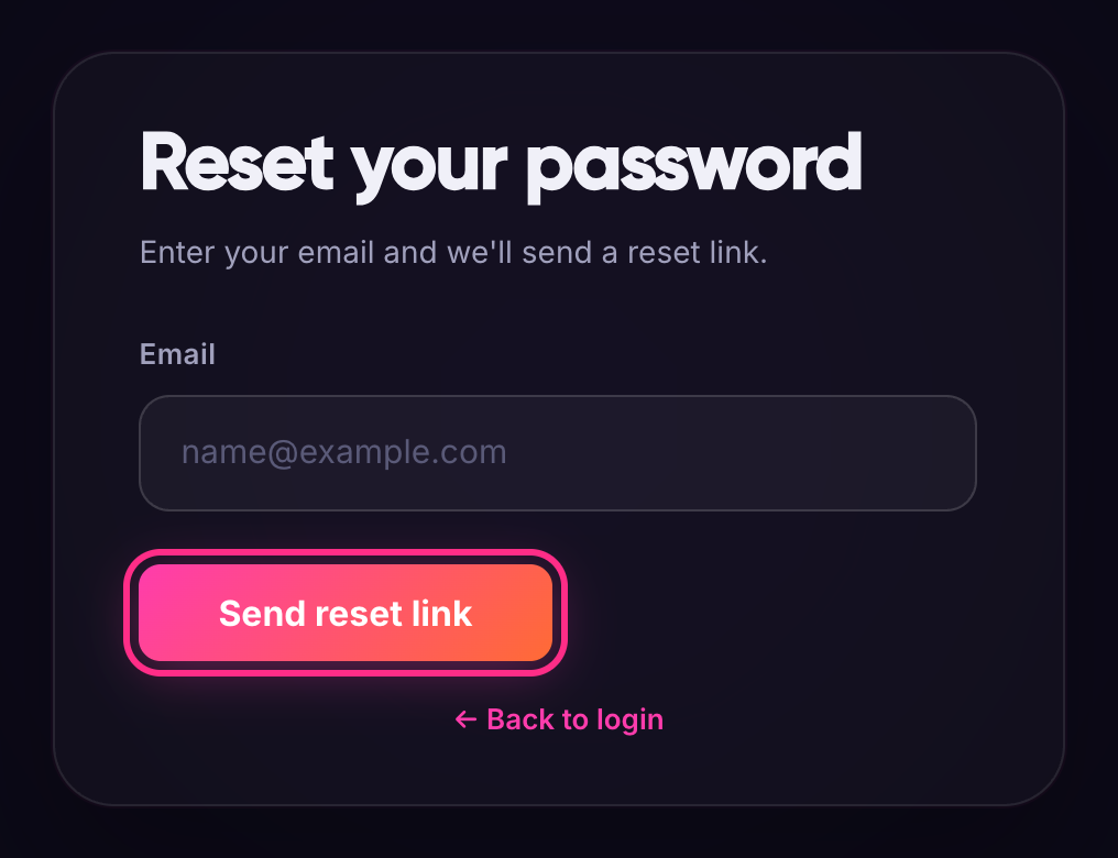 The Reset your password form